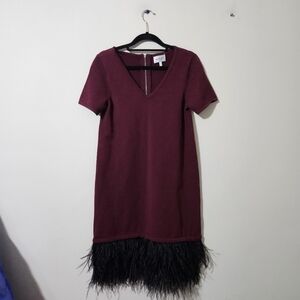 Milly Ostrich Feather Midi Dress